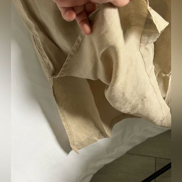 Michael Stars Women Hilary Sleeveless Shift Dress Linen V Neck Tan XS - Picture 7 of 12